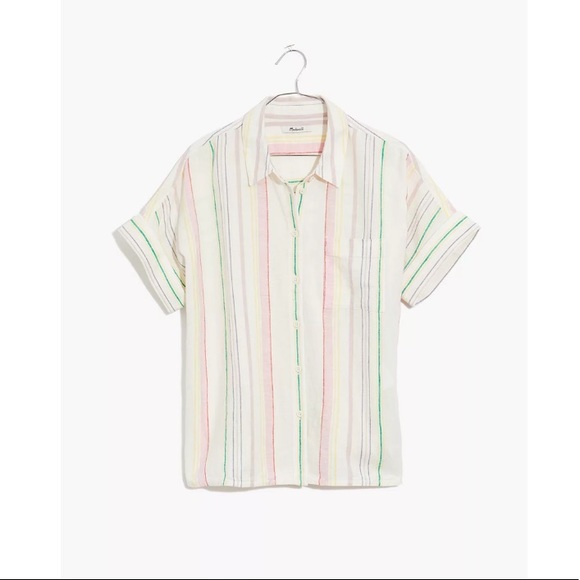 Madewell Linen-Blend Daily Shirt in Rainbow Stripe - Picture 6 of 11